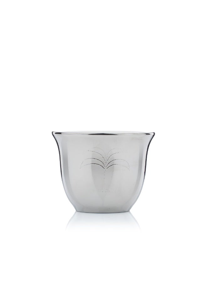 بلندز طقم فناجيل قهوة فضي بنقش النخلة - Image 1